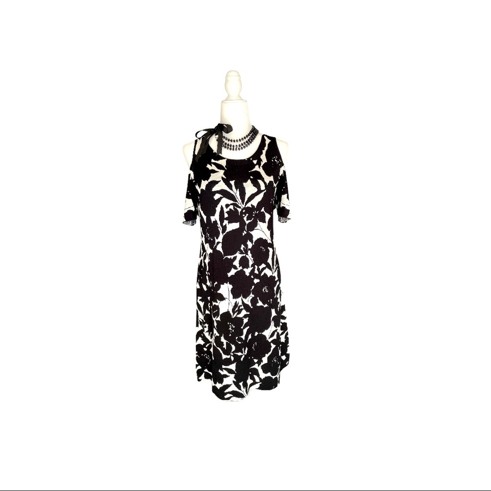 Ann Taylor Cold shoulder floral sweater dress